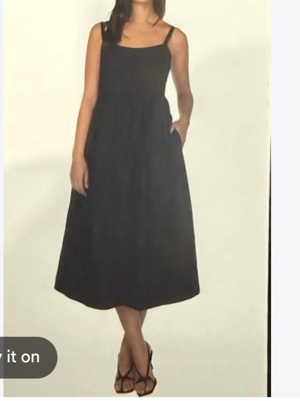 Well Worn Black Poplin Strappy Midi Dress